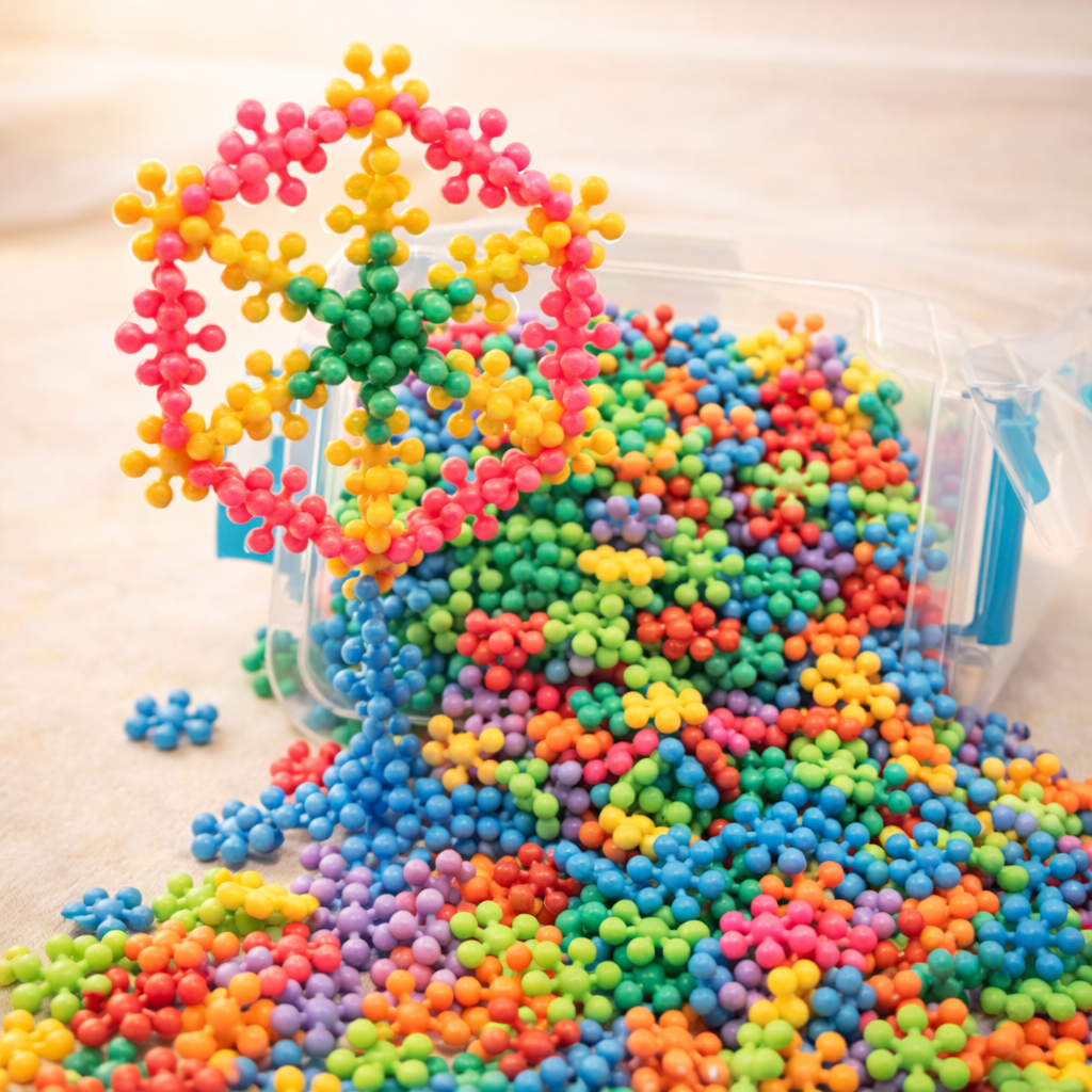 50–190 Piece Rotatable Snowflake Building Blocks – Creative DIY Educational Toy for Children