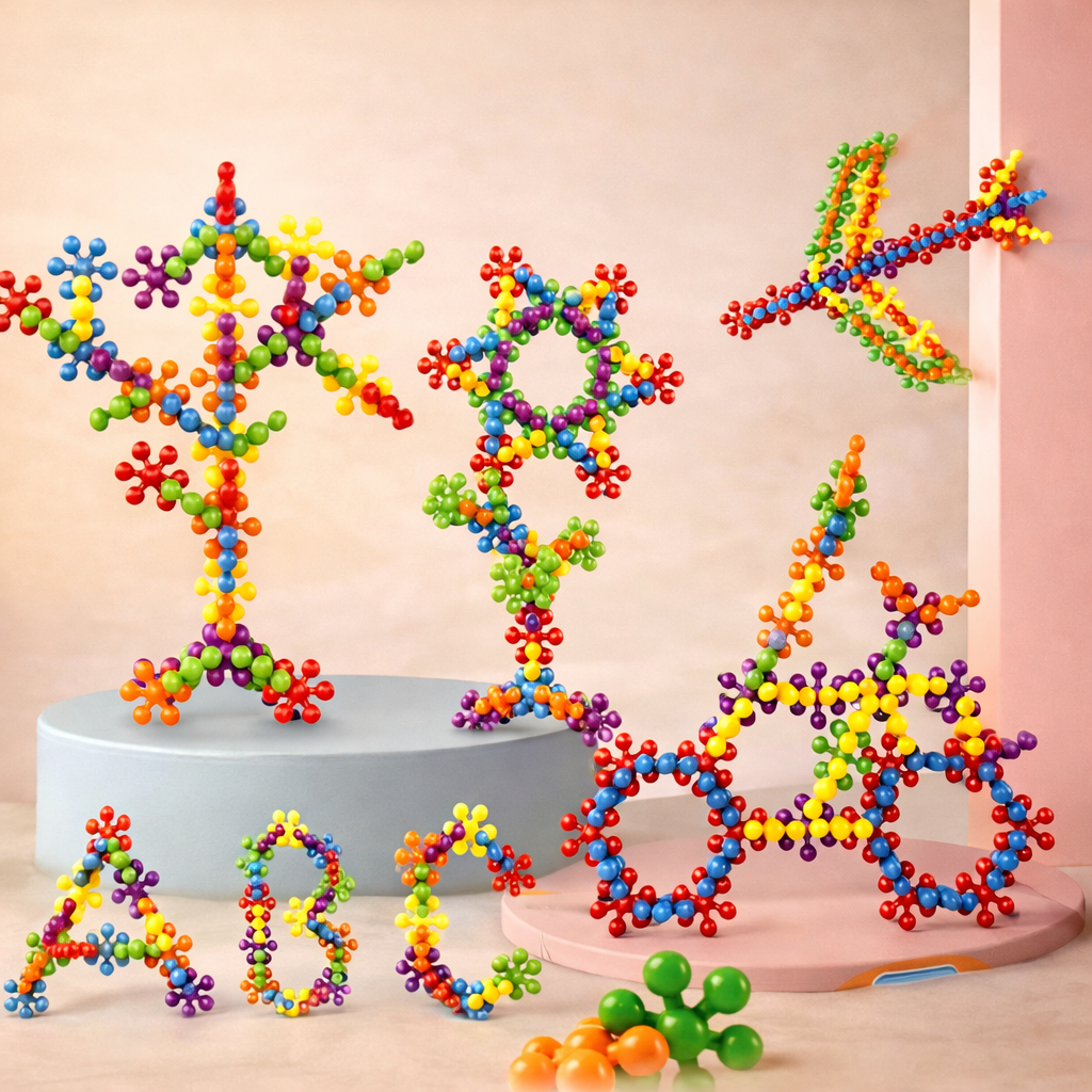 50–190 Piece Rotatable Snowflake Building Blocks – Creative DIY Educational Toy for Children