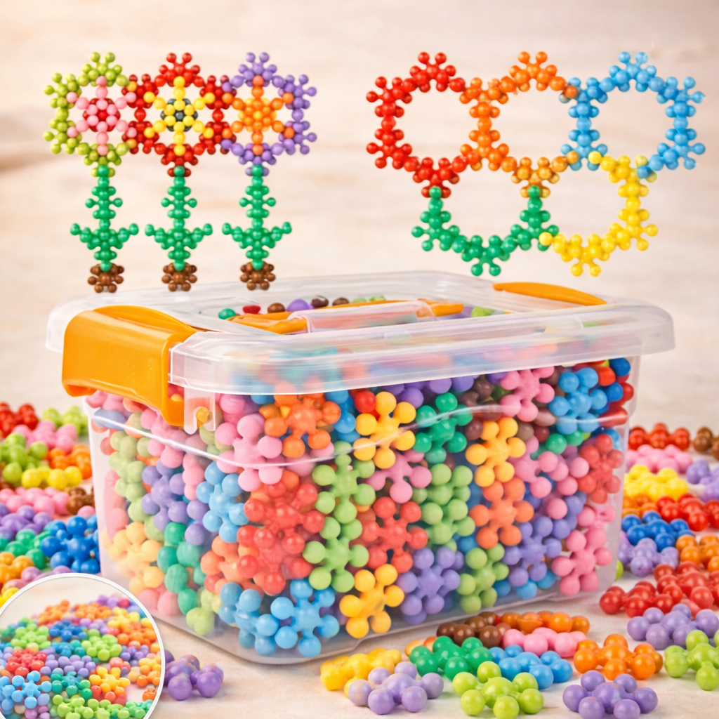 50–190 Piece Rotatable Snowflake Building Blocks – Creative DIY Educational Toy for Children