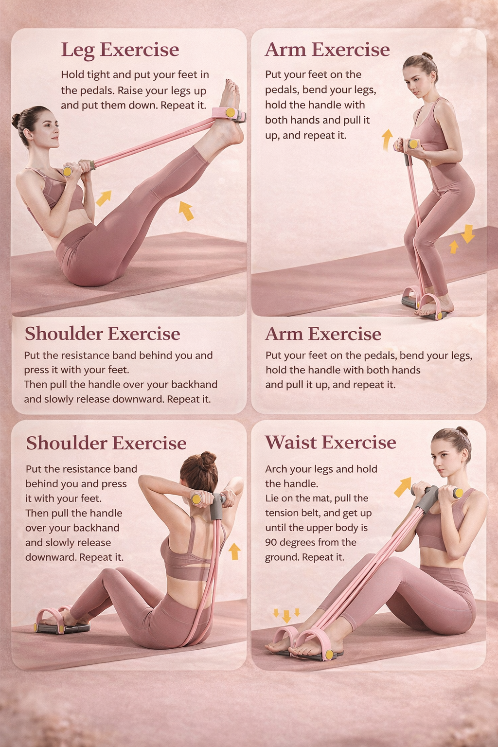 4-Tube Resistance Band Pedal Puller for Full-Body Fitness Training